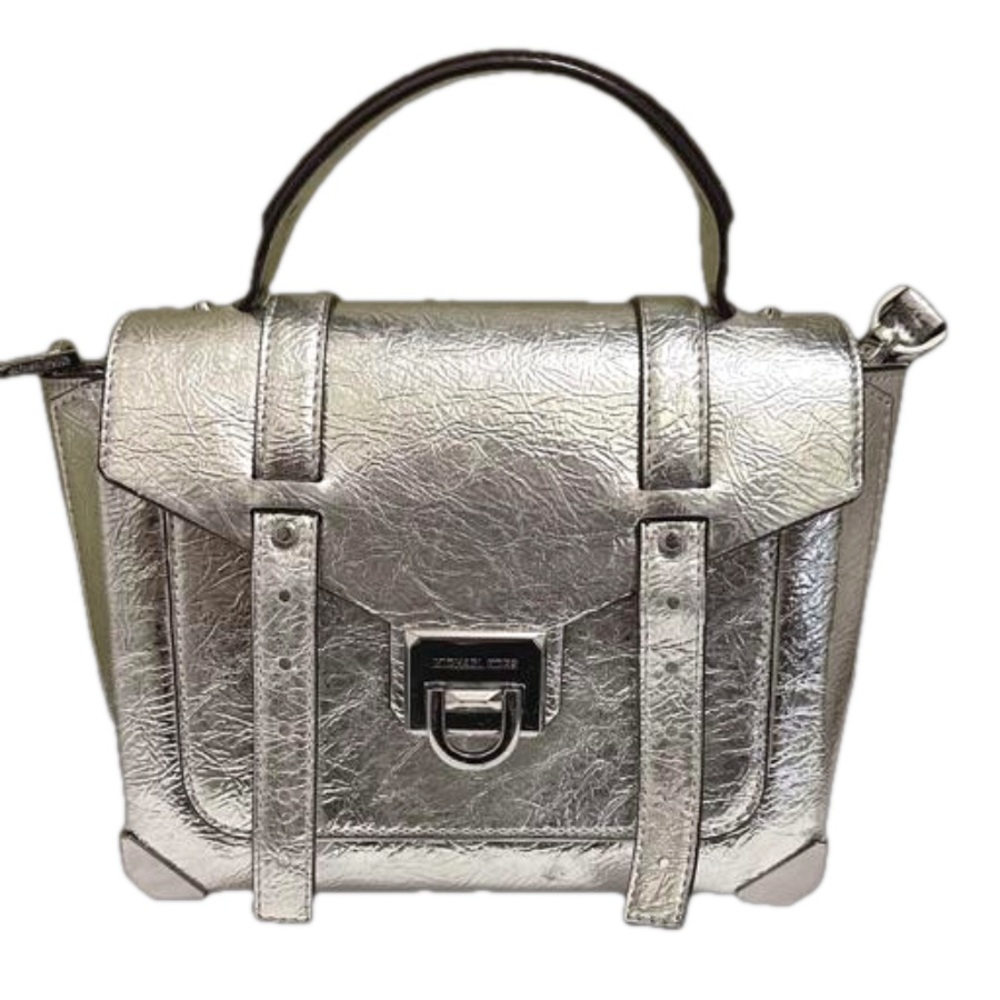 Manhattan Medium Crackled Metallic Leather Satchel